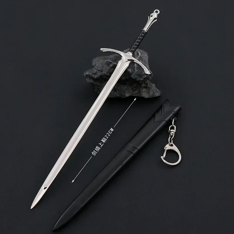 Middle Earth Weapon Gandalf Glamdring Medieval Sword Metal Katana Samurai Sword Accessories Keychains Birthday Gifts Toys 22cm cosplay sword,sword keychain,cosplay toy,cosplay prop