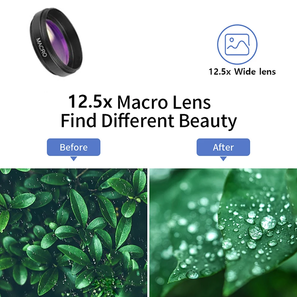 Experience 2 in 1 Phone Camera Lens kit 0.45x Wide Angle 12.5x Macro Lens HD Camera Lenes for iphone ios Android Smartphones — view 6