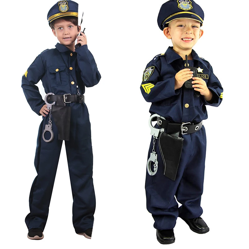 

Halloween Kids Police Officer Suit Cosplay Costume Role Play Kit Boys Performance Fancy Dress Uniform Outfit Christmas Carnival