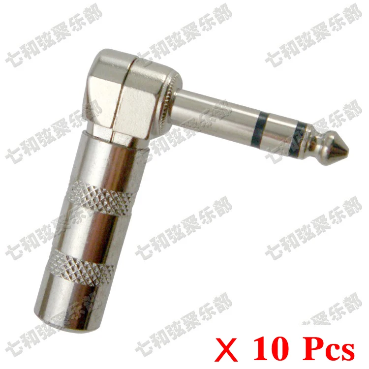 

10 Pcs 6.35 mm 1/4 inch stereo Right Angle 90 Male Plug Microphone Audio Guitar Bass Cable Connector plug