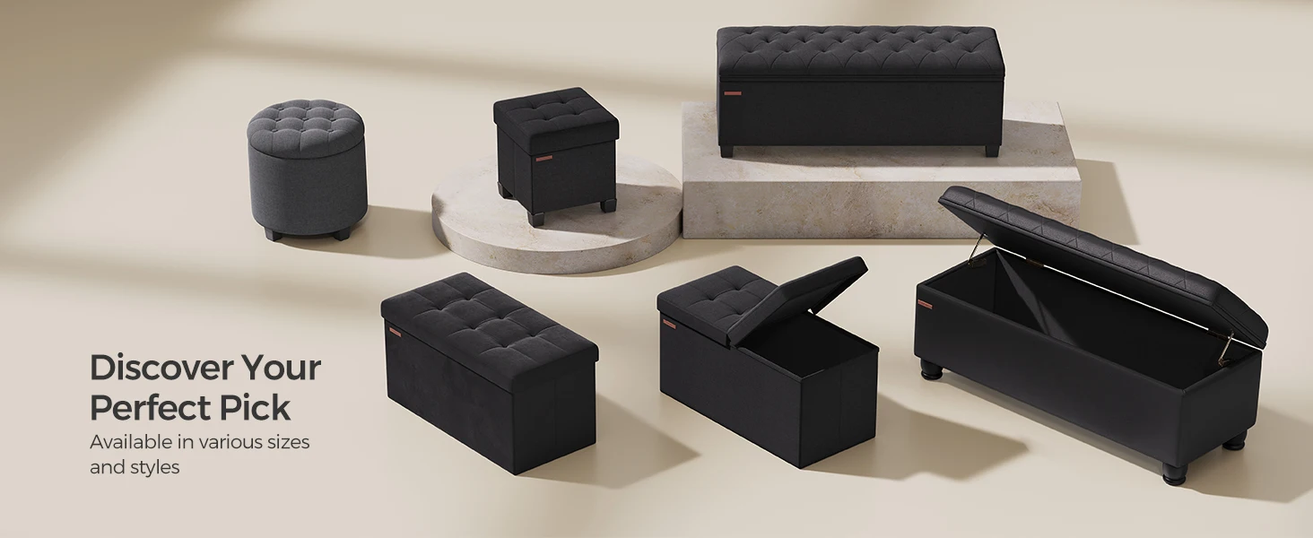 Velvet ottoman with tufted top