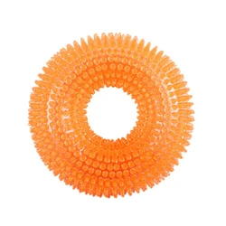 Squeaky Interactive Dog Chew Toy - Bite - Resistant Thorn Design for Tooth Cleaning & Molar Care (YELLOW)