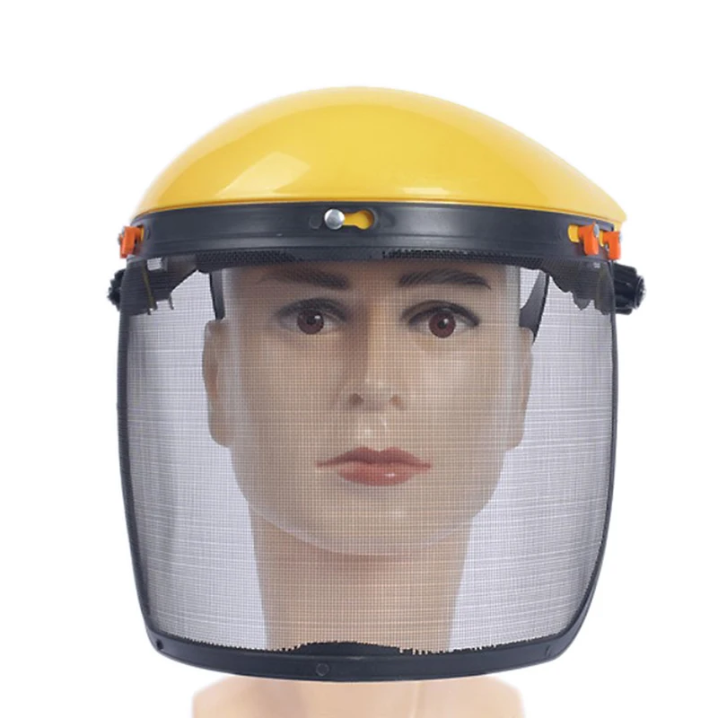 Garden Grass Trimmer Safety Helmet Hat Full Face Mesh Visor Protection, mesh face protector cap