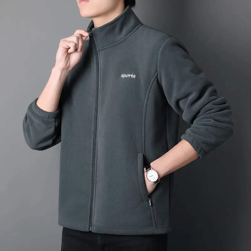 남성용 기모 두꺼운 재킷, 방풍 따뜻한 가디건 맨투맨, 야외 플리스 의류, 보온 셔츠
