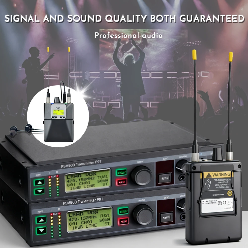 PSM900 4바디팩 무선 인이어 모니터링 시스템 P9T 송신기 P10R 수신기 무대 녹음 스튜디오 스테레오 모니터링 시스템
