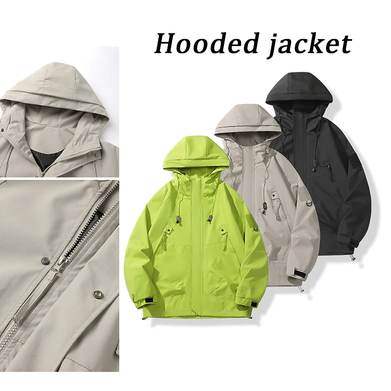 Men's Hiking Jackets Waterproof Women Windproof Windbreaker Camping Climbing Outdoor Running Trekking Coat Loose Hooded Jacket 5