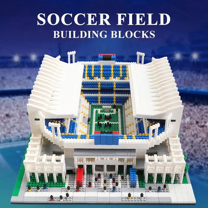 

Micro Soccer Football Field Old Trafford Real Madrid Stadium Model Building Blocks Signal Iduna Park 3D Puzzle Toys for Adult
