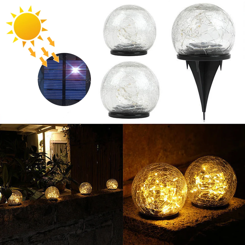 

LED Solar Lawn Light Garden Decoration Buried Christmas Outdoor Waterproof Glass Ball Cracked Ground Insert Layout