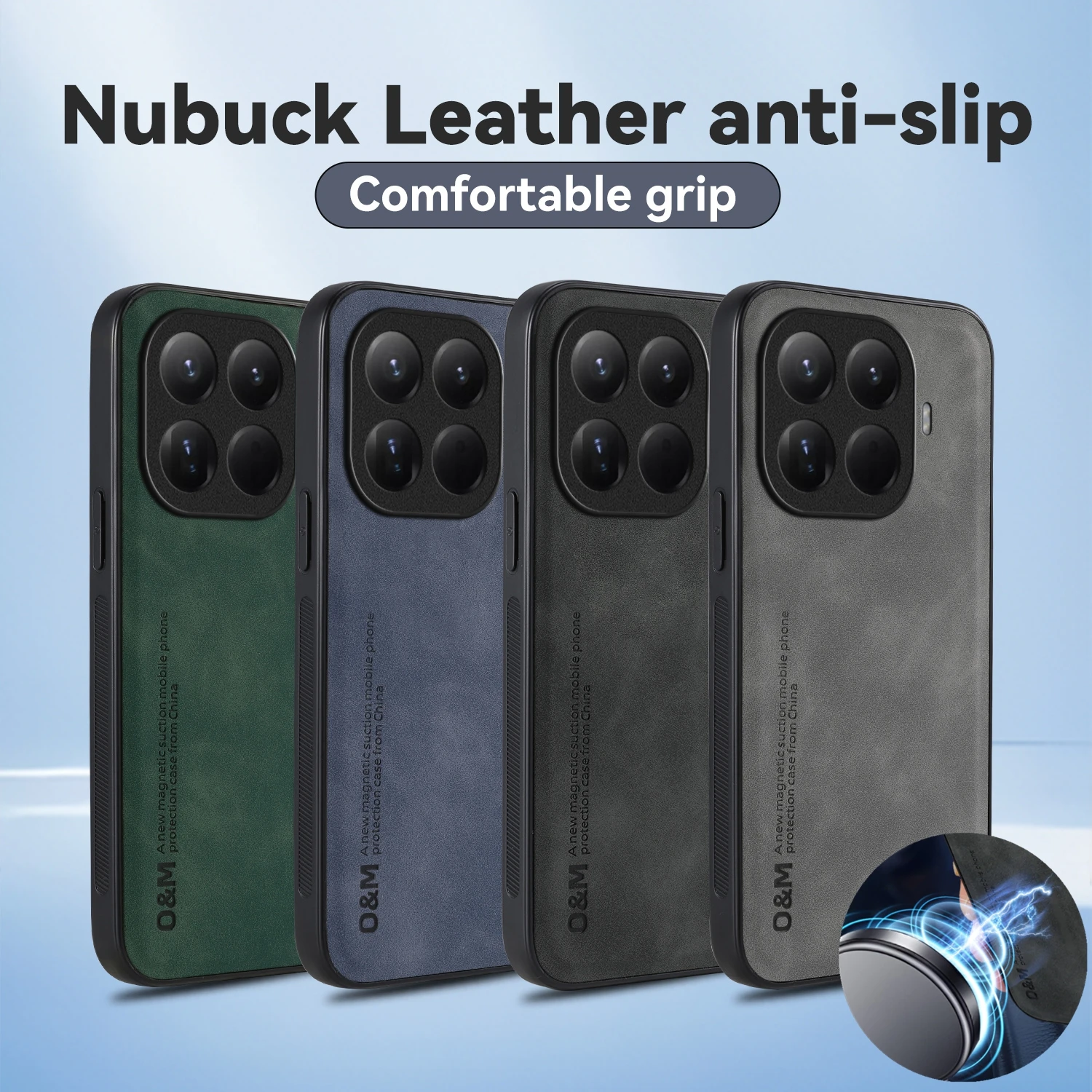 Nubuck Leather Shockproof Magnetic Protective Phone Case