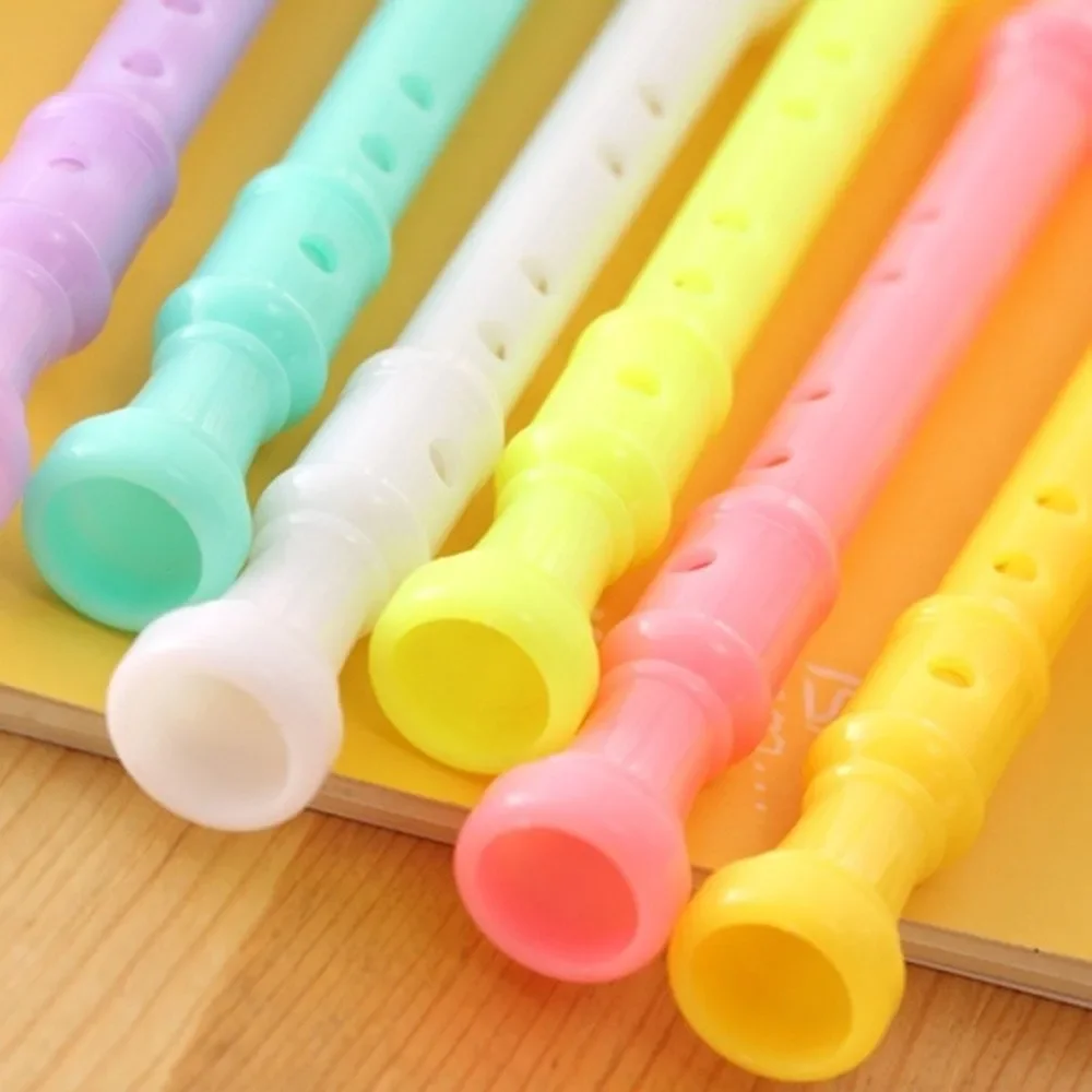 4pcs School Stationery Candy Color Mini Clarinet Shape Gel Creative Cartoon Flute Pen Student Gifts Education Study Supplies