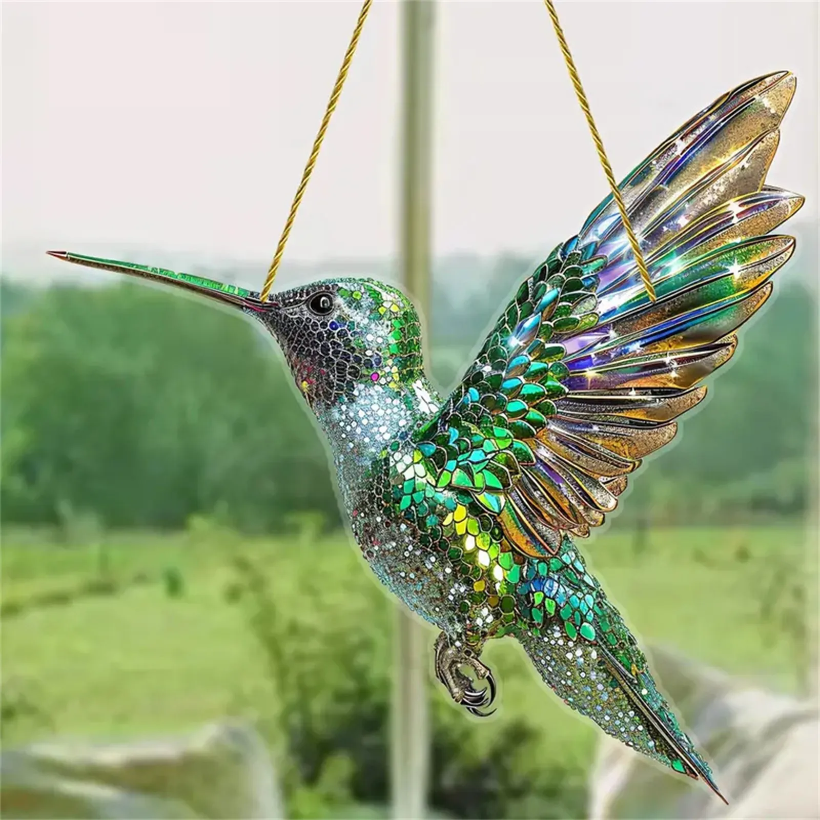 Window Painted Birds Acrylic Pendant Colorful Sun-catching Hanging Suncatcher Decorations For Home Garden sun catcher sun catchers