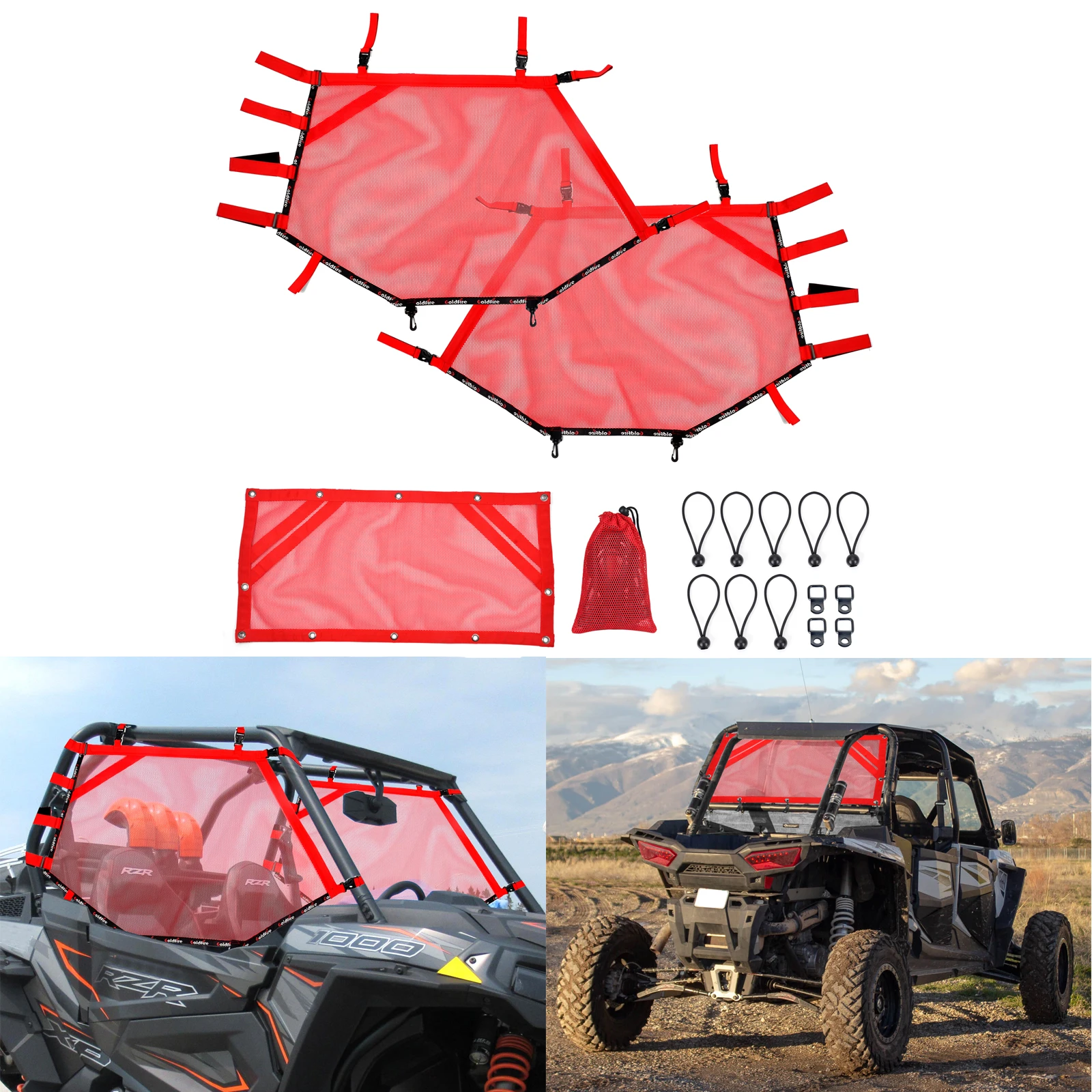 

UTV Left Right & Rear Window Sunshade Net Shield Set for Polaris RZR 1000 XP Turbo POLARI RZR 500 570 800 800s 900 Accessories