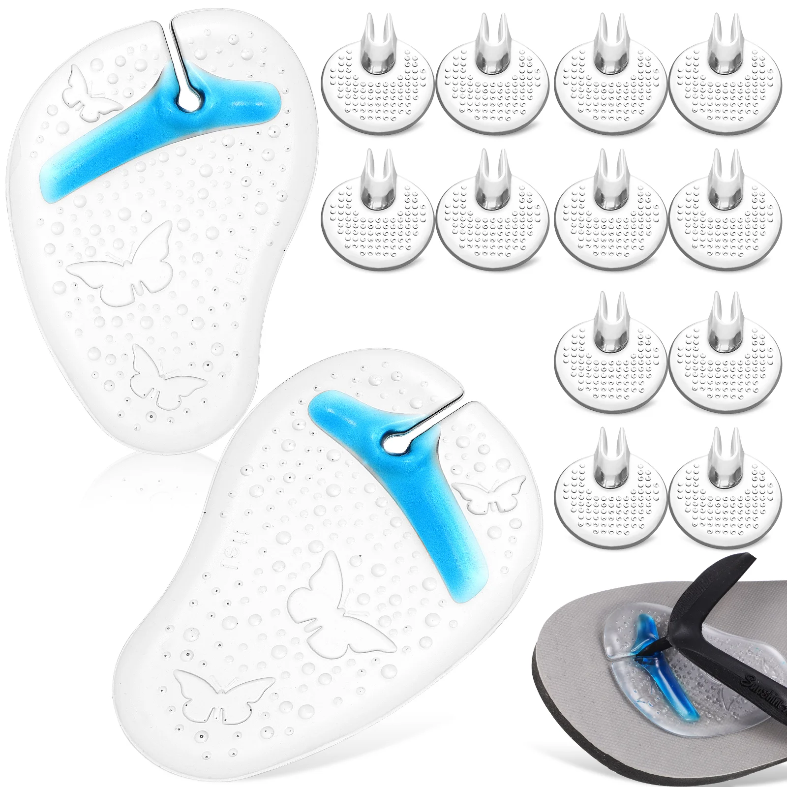 

7 Pairs Before Thong Toe Protectors Sandal Inserts Insoles Foot Pad Sandals Non-slip Cushion Cushions Gel