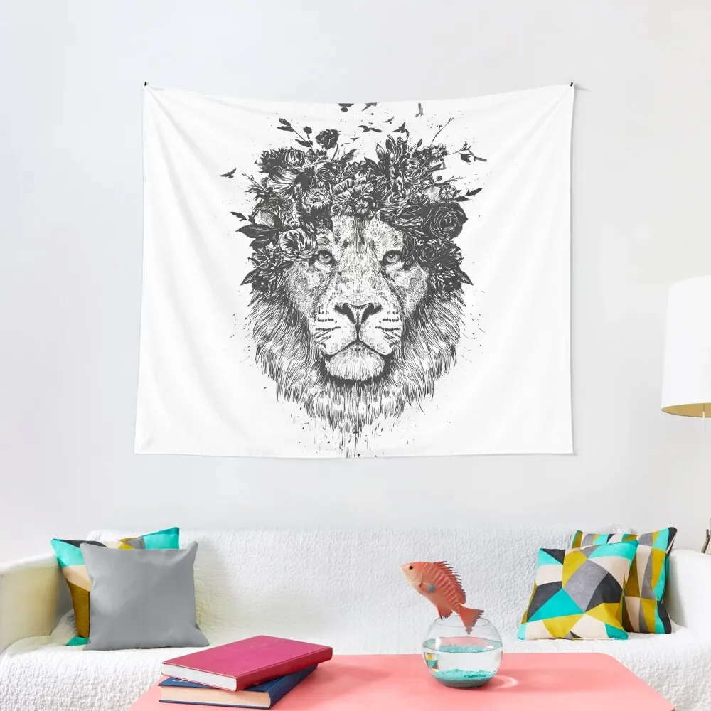 

Floral lion (bw) Tapestry Home Decoration Wall Decor Kawaii Room Decor Home Decorations Aesthetic Tapestry