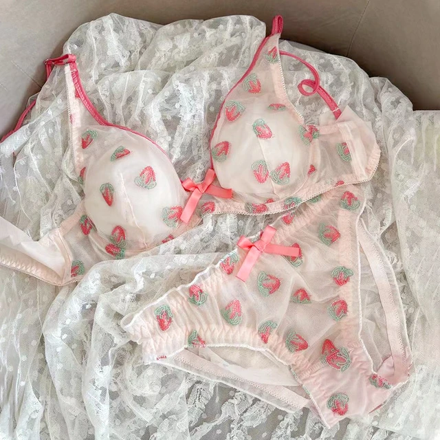 French Lingerie Cute Bra and Panty Set Sweet Embroidered