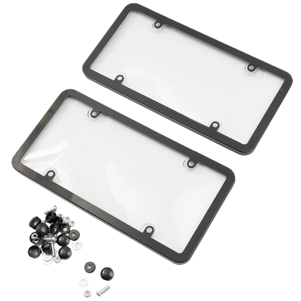 2PCS Clear Car License Plate Frame Holder Reflective Anti Speed Red
