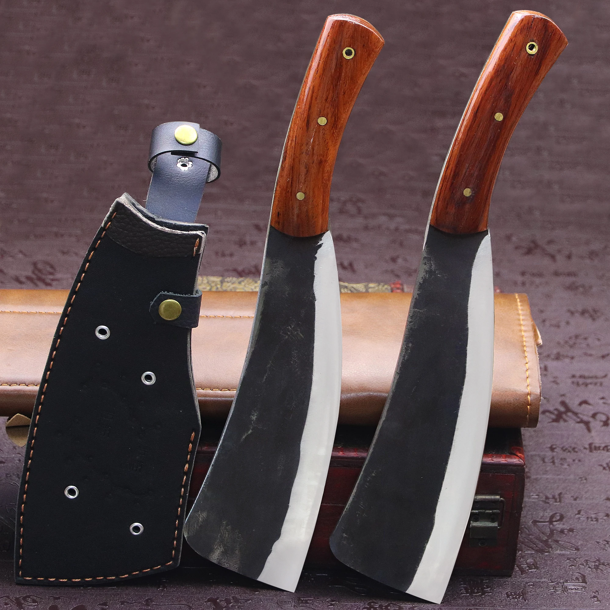 Japanese handmade forged high carbon steel 8mm upgraded and thickened integrated Tang sharp wood cutter, jungle logging knife 2