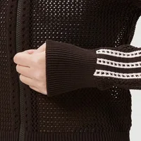 adidas Originals Veste cardigan de sport décontractée en maille ajourée à col montant, tendance et polyvalente pour femme KE0202 6