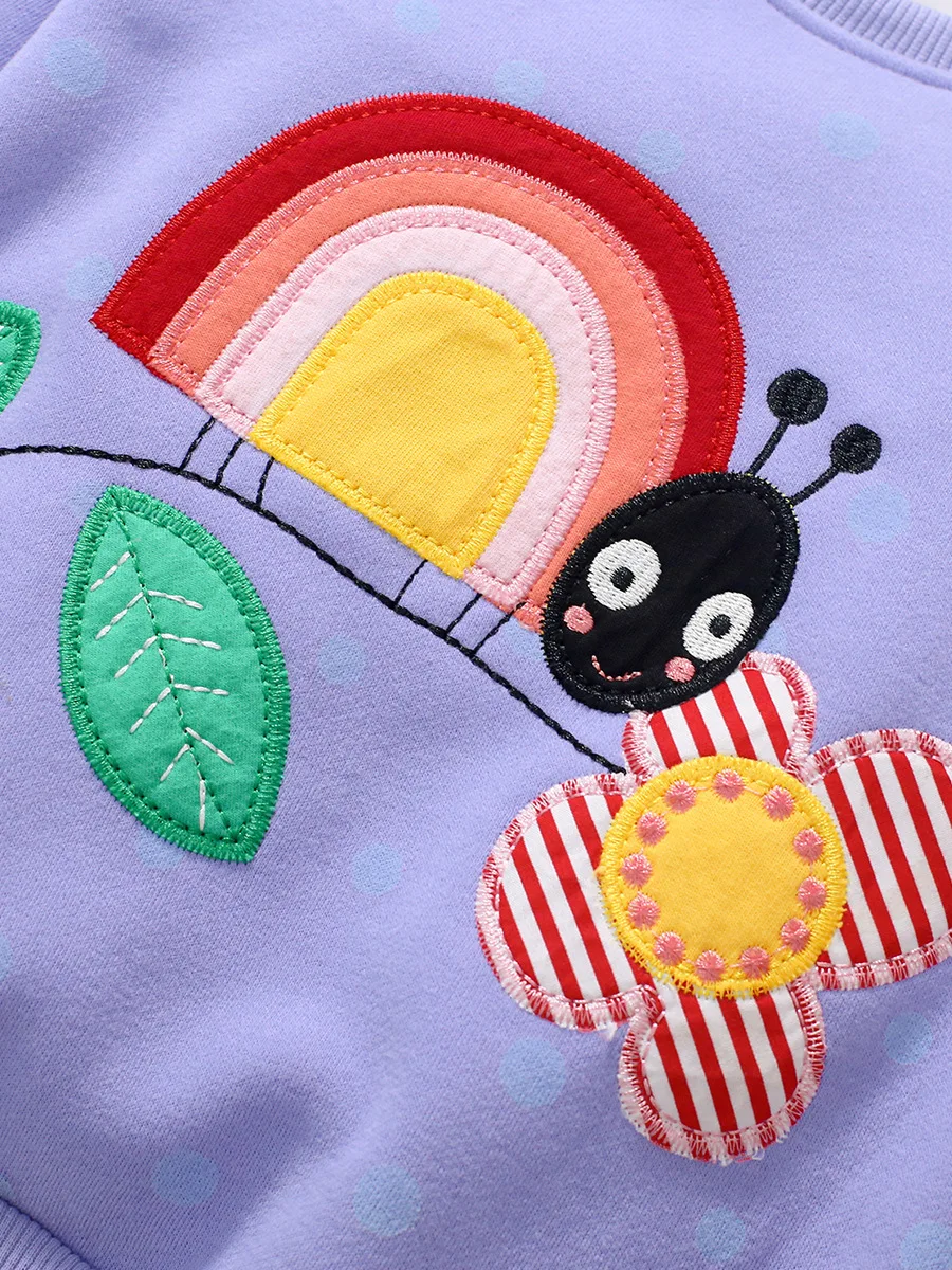 Hoodies Winter Kids Children's Clothes Baby Girls Cotton Outerwear Cartoon Rainbow Snail Sweatshirt  Autumn Tops