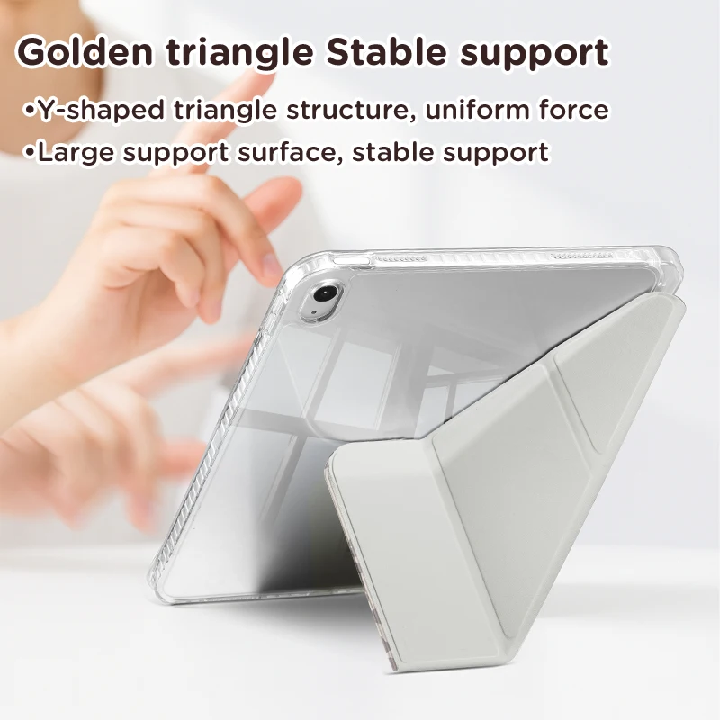 Versatile Y-Fold Adjustable iPad Case with Auto Wake/Sleep, Multi-Angle Viewing, Built-in Pen Slot, Lightweight and Durable Design