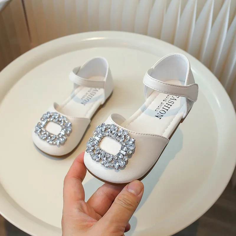 Girls Summer Sandals with Rhinestone Buckle for Kids