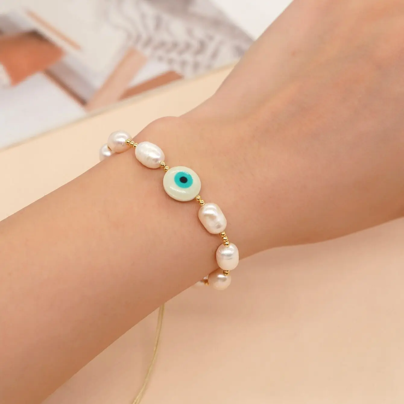 Bracelet Jewelry Evil Eye Beaded Bracelets Freshwater Pearl Women's