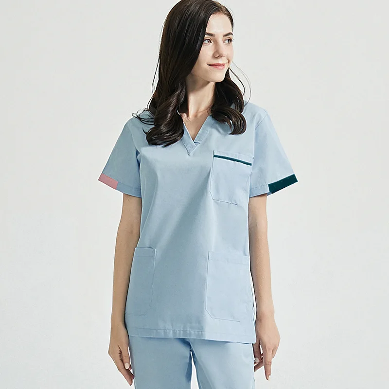 

Unisex doctor surgical gowns operating room beauty salons workwear patchwork nurse scrub set dentist pharmacy work uniform