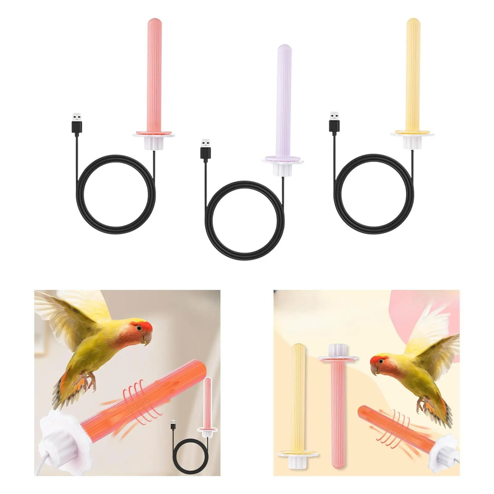 Heating Bird Perch Bird Stand Bar, Exercise Toys Bird Cage Accessory, Bird