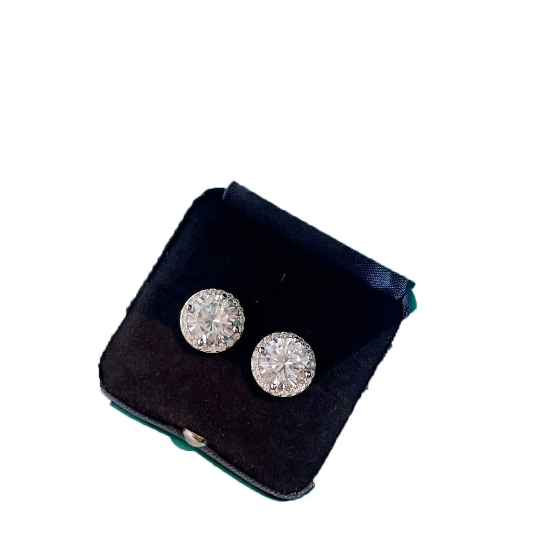 2022 Hot Trend Brand Two Carat Round Diamond Earrings Ear Studs Everyday Wear Versatile Jewelry Atmosphere Banquet