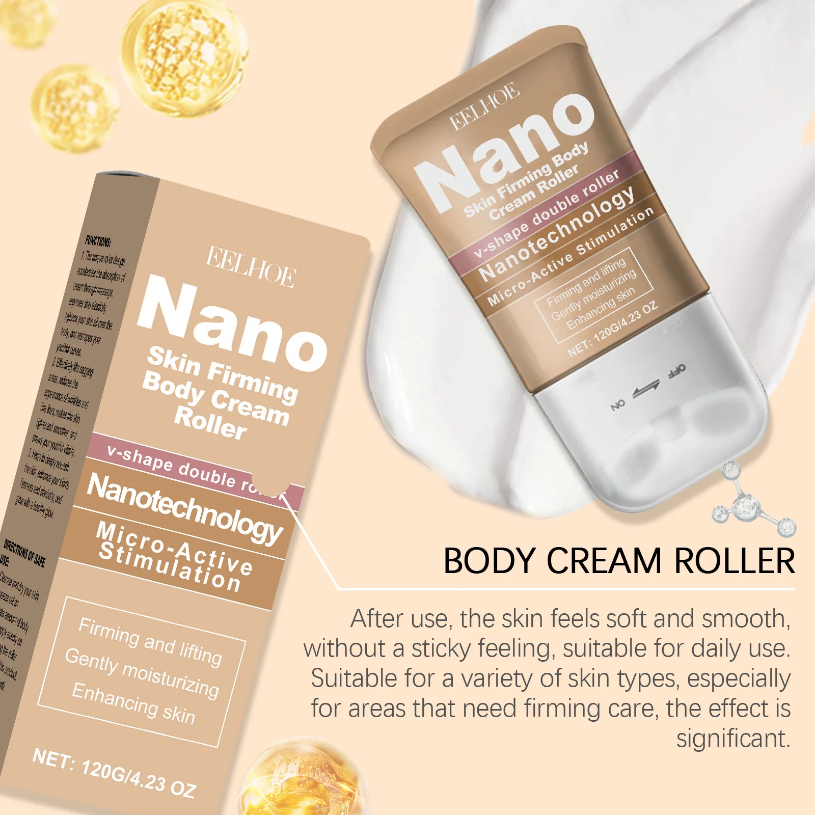 EELHOE Bee Venom Body Moisturizer Tighten Sagging Skin Barrier Repair Nourish Vitamin E for Skin Firming Tightening Cream Roller 3