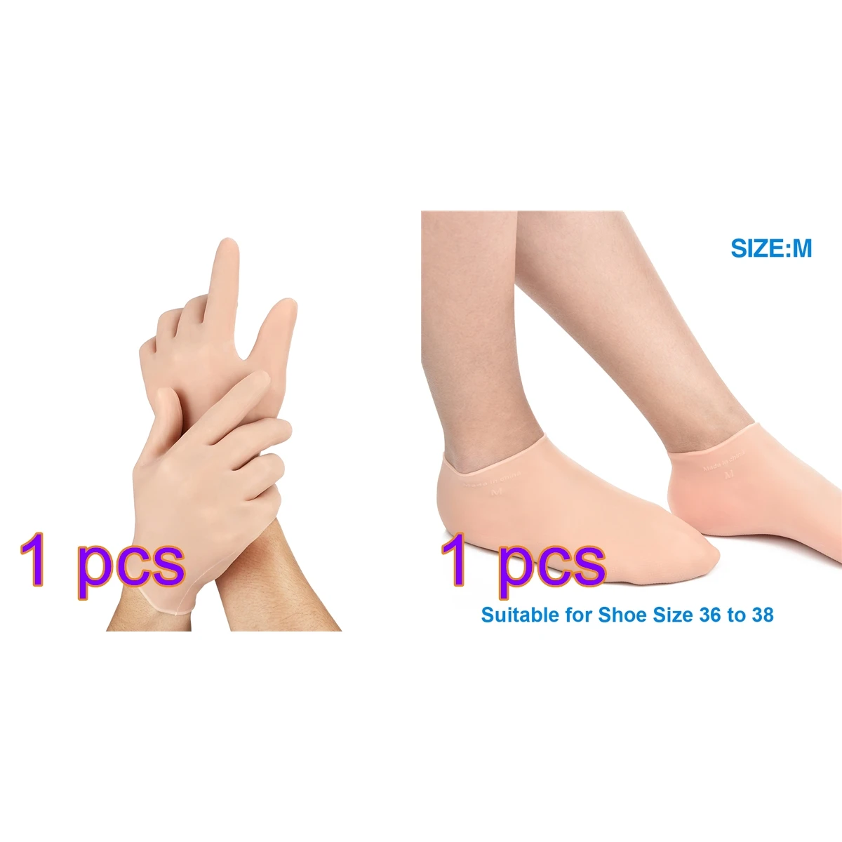 1 Pair Feet Care Socks Silicone Gel Moisturizing Anti Cracking