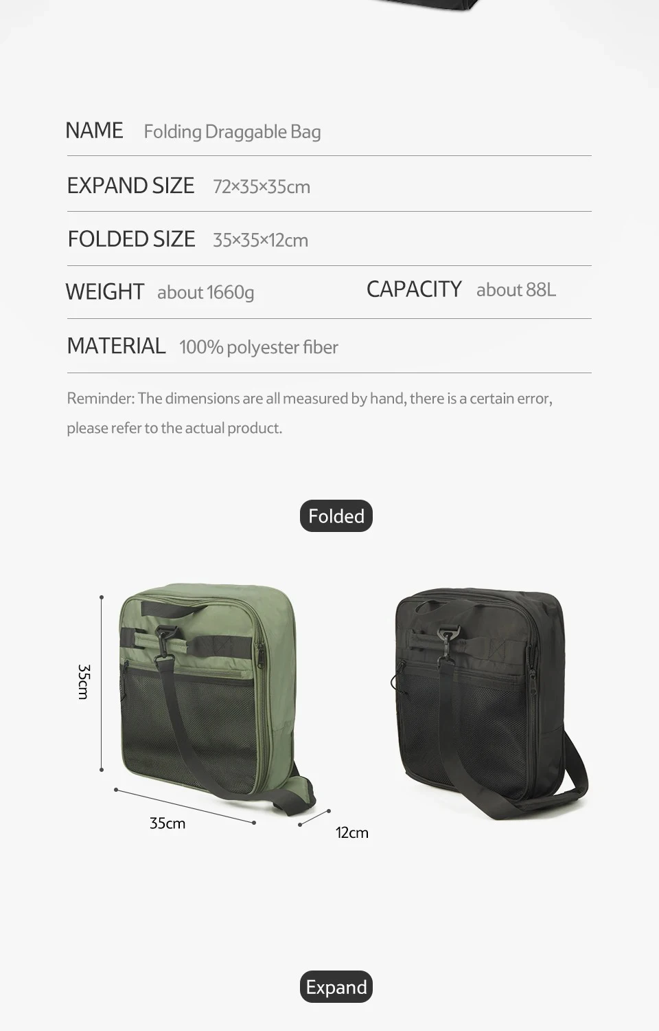 Naturehike 88L Camping Tasche Falten Große Kapazität Reise Schlepper Tasche Tragbare Hand Diverse Lagerung Tasche Outdoor Wandern Rad Box – Detail 9