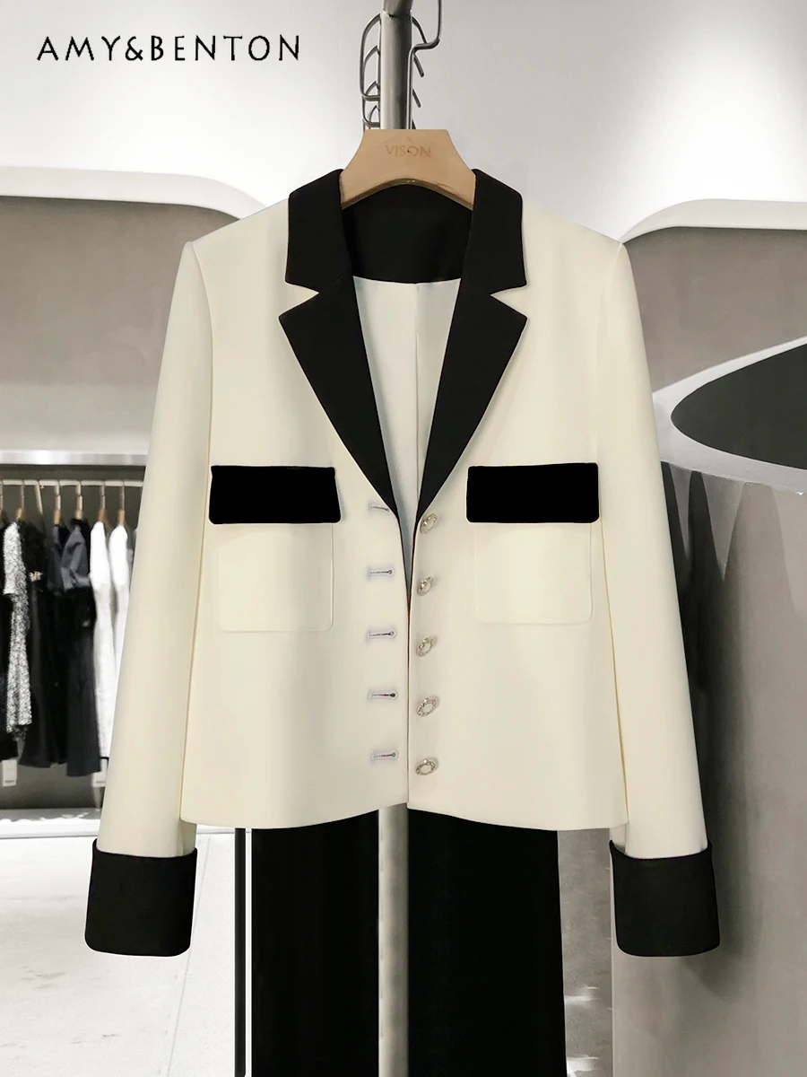 Commute Style Fashion Temperament Business Suit Coat Early Spring New High Sense Patchwork Lapel Single Breasted Loose Jackets