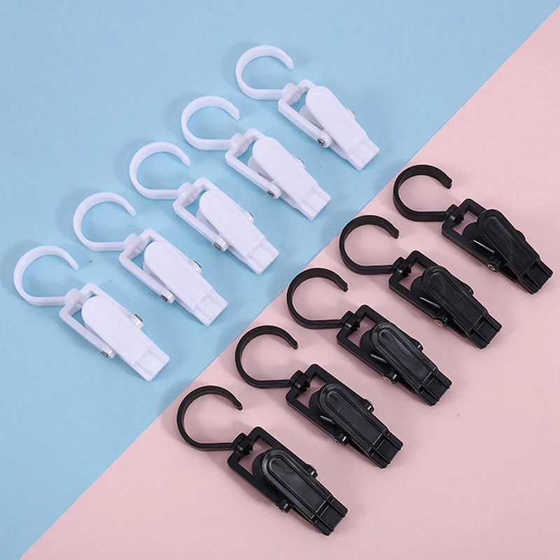 

5Pcs Rotating Clothes Pegs Hanger Laundry Hat Clip Supermarket Sock Display Plastic Clip, White Storage Curtain Clip With Hook