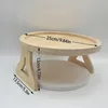 1pcs Foldable Sofa Armrest Tray Portable Wooden Round Snack Plate with Non-Slip Design Collapsible Couch Cup Holder 3