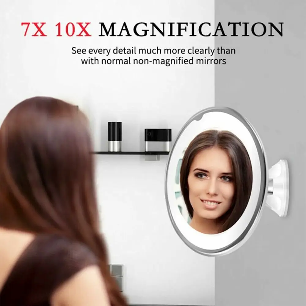 Fogless Suction Cup Mirror Shower Shave Makeup Mirror with LED light makeup mirror