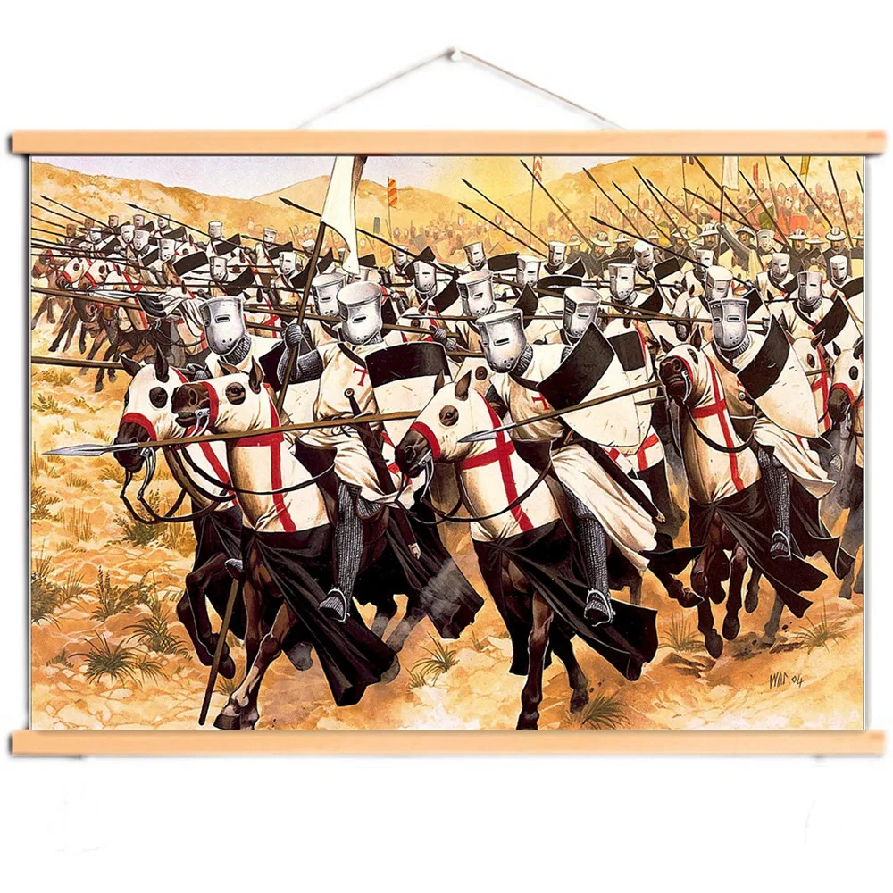

Скандинавская Настенная картина, холст, винтажные рыцари, темплар, плакат, деревянная подвесная картина, печатный Декор для дома, гостиной, V0