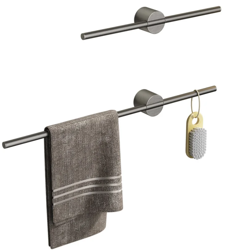 Gray Bathroom Towel Rack Removable Towel Bar Bathroom Shelf Hanging Hanging