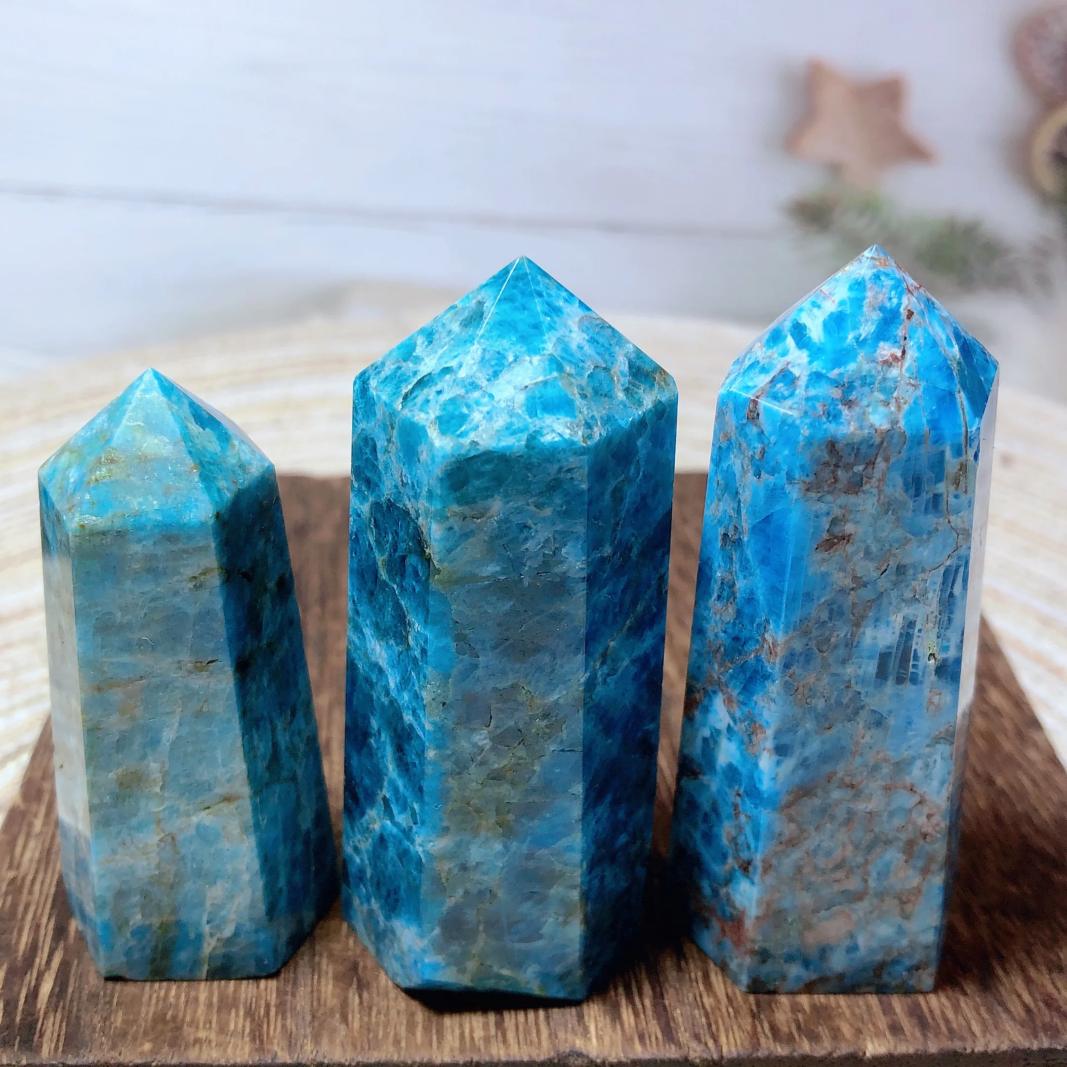Healing High Quality Natural Crystals APatite Tower Point Mineral Home Decorations Reiki Ornament Room Decor 3