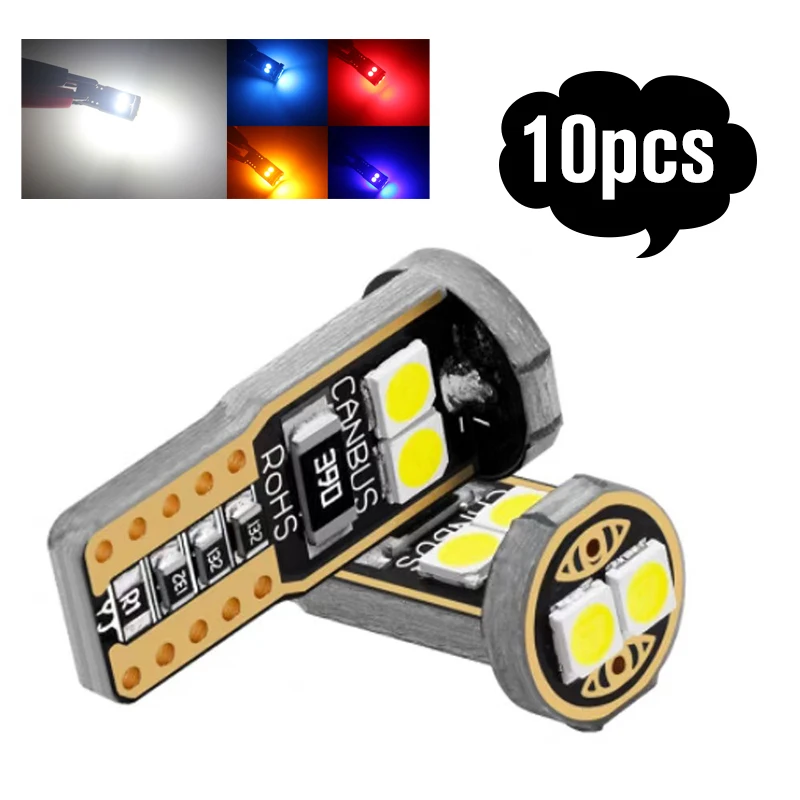 

10 шт. светодиодный Автомобильные светодиодные лампы T10 LED W5W LED BA9S Canbus 194 501 6 SMD 3030