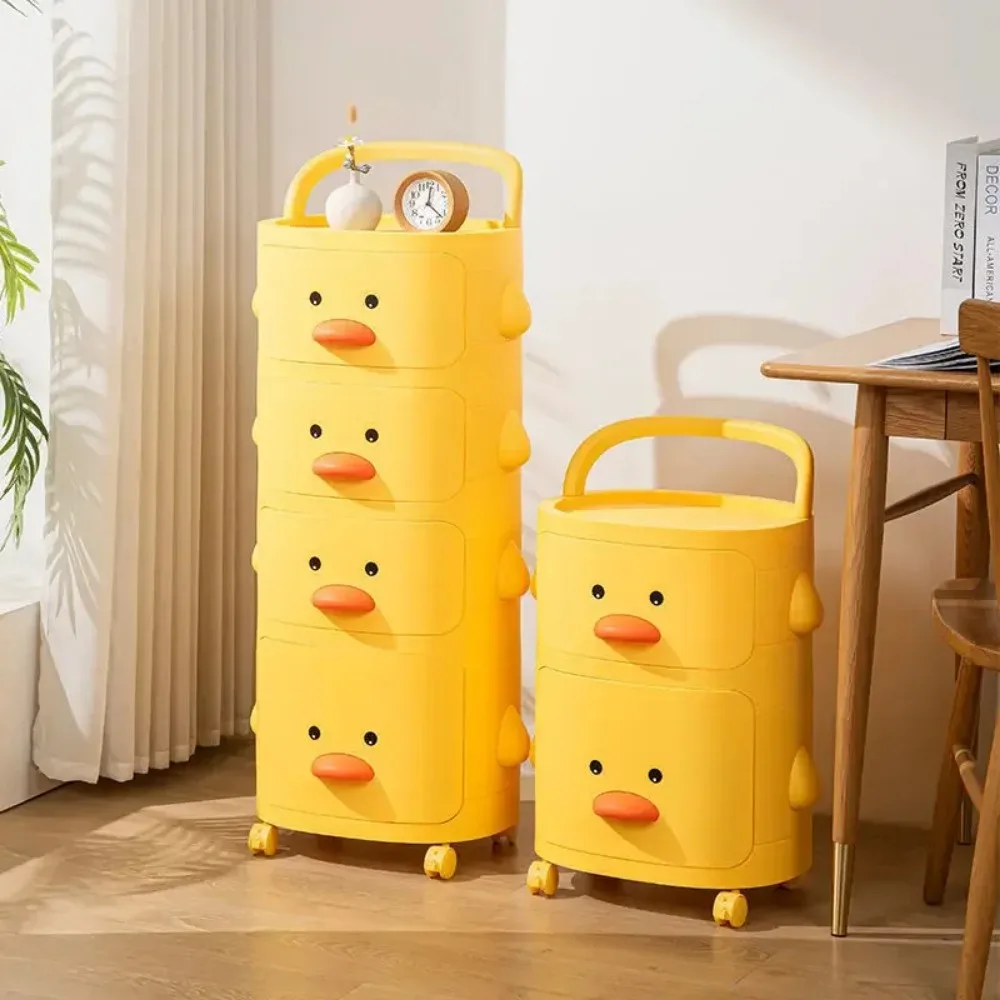 Toy Storage Rack Trolley Small Yellow Duck Multi-Layer Children Bedroom Toy Box Sundries Snack With Wheel Storage Trolley storage rack rolling storage cart