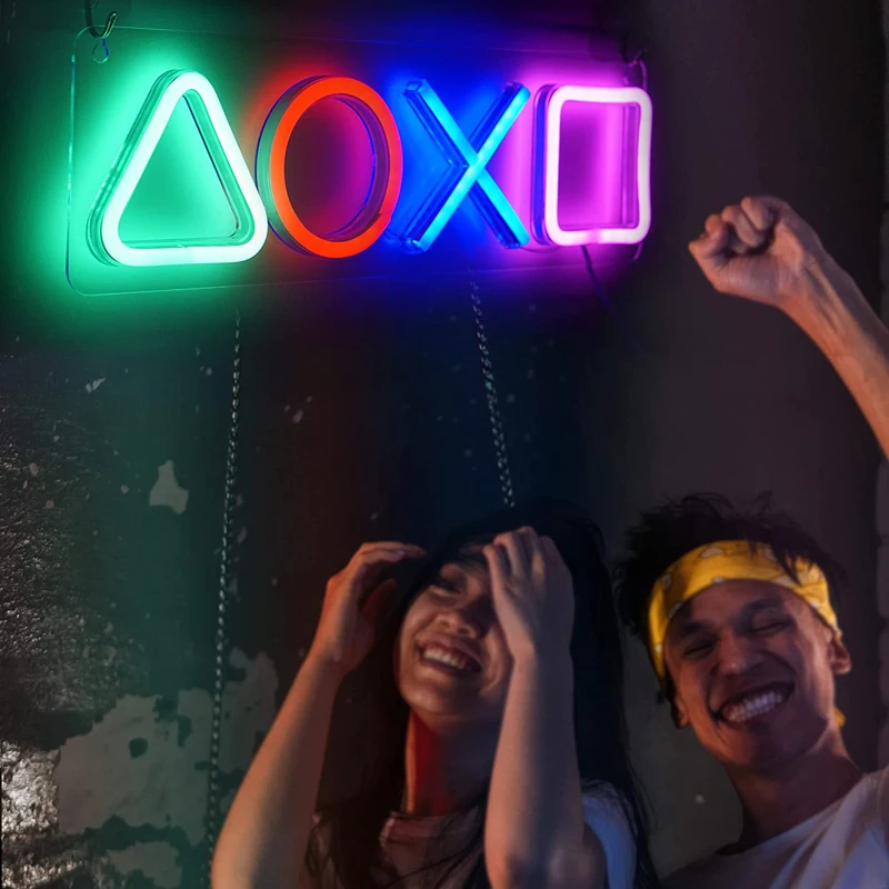 Icon – signe néon Gaming Ps4 Playstation, lumière pour décoration de  chambre à coucher, lumière Led pour salle de Bar, fête de noël, cadeaux de  Gamer
