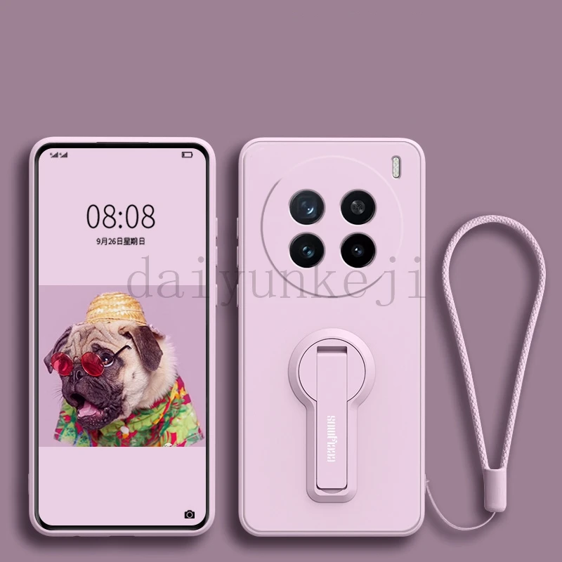 Silicone Phone Case with Holder Bracket and Screen Protector Film - Protective Soft Cover
