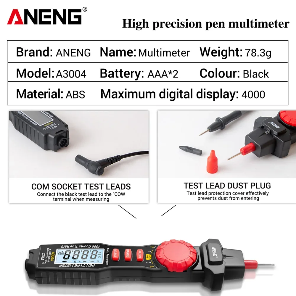 Zone Digital Express - Multimetro Digital Tipo Pluma A3003 📌Descripcion📌  ANENG A3003 electricista voltimetro digital amperimetro multimeter profesional  tester lapices detector de voltaje comprobador de corriente voltímetro  frecuencimetro lápices