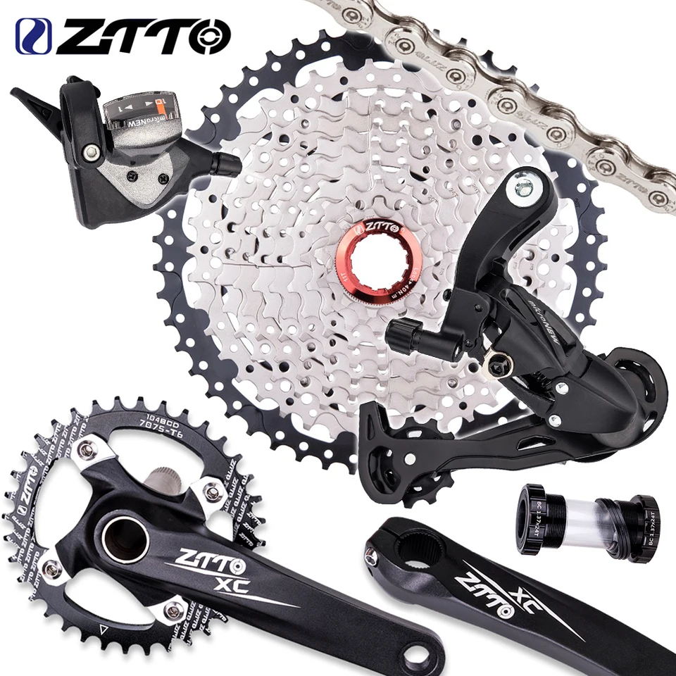 ZAWELIYO A7 Mountain Bike 10 Speed Group Set 1x10 Shifter Derailleurs Sets, Aluminum Shift Lever With 1