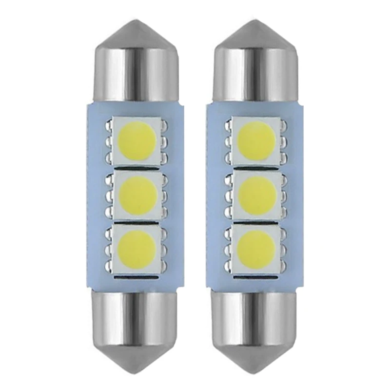

Festoon C5W 31 мм 36 мм 39 мм 41 мм, 100 шт., автомобильный фонарь для номерного знака, лампа для внутреннего освещения автомобиля, 5050, 3SMD, белый, 12 В постоянного тока