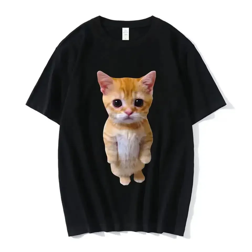 

Модная уличная одежда большого размера с коротким рукавом El Gato Meme грустный плач Кот Munchkin Kitty мем модная футболка унисекс с графическим принтом