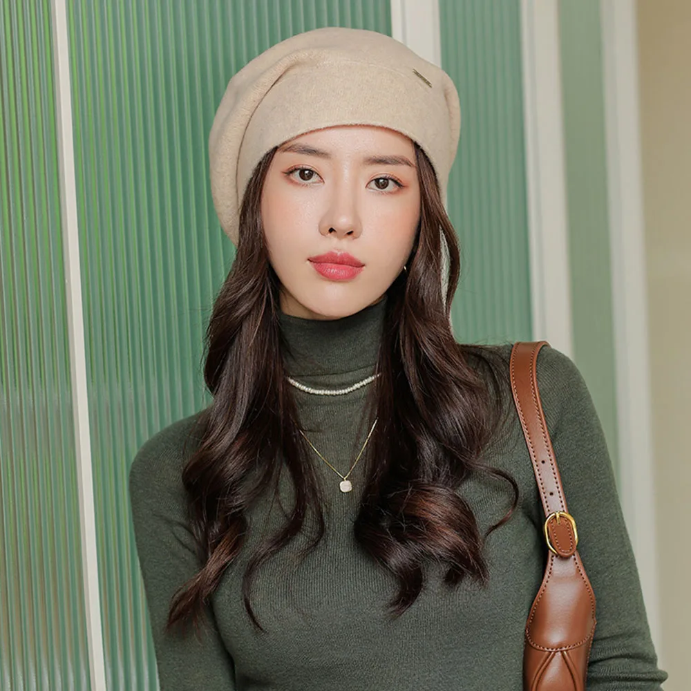 2022 Female Boutique Cashmere Blend Winter Hat Fur Warm Soft Wool Women Skullies Beanies Wholesale Fedora Retro lady caps beret 3