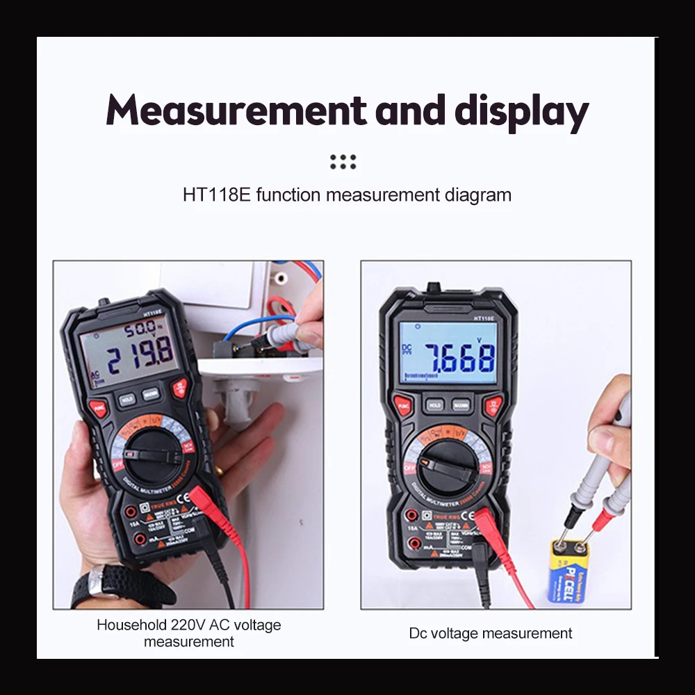 HT118A Digital Multimeter 6000 Counts True Rms NCV HZ Multimeters Transistor Tester Voltimetro Capacitance Meter battery tester