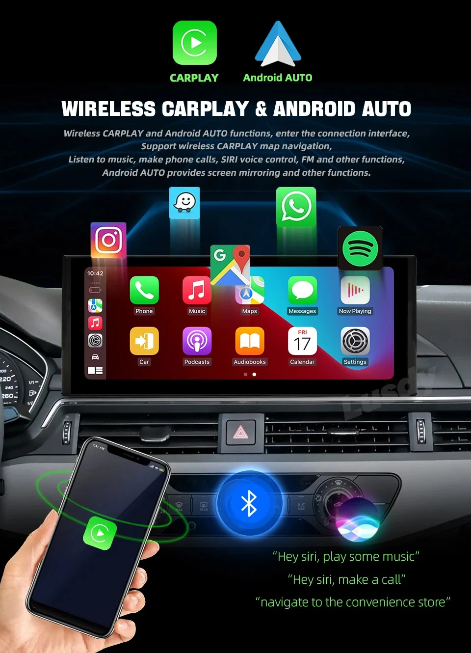Android 13 6G+128G Car Radio Multimedia Player GPS Navigation for Audi A4 B9 A5 S5 2017-2021 Auto Stereo CarPlay Screen Headunit